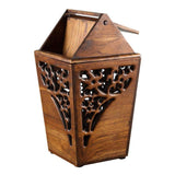 liangzishop Trash Can Waste Bin Antique Wooden Trashbin Shake Cover Teak Waste Bin Hand Hollow Carved Trash Can Indoor Solid Wood Trash Box 3.2 liangzishop
