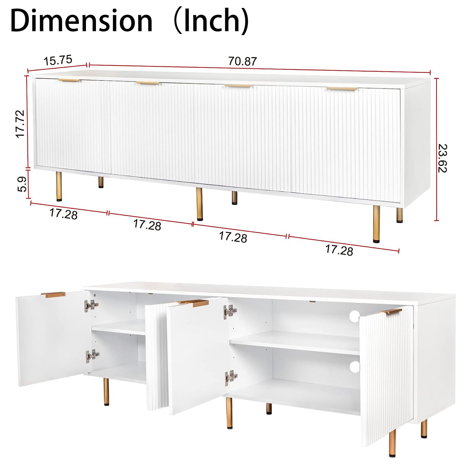 Furnicare Mid Century Modern TV Stand for 80 Inch TV, Entertainment Center Wood TV Stand with 4 Large Drawers, TV Console Table Media Cabinet with Storage for Living Room Bedroom, Warm White - WoodArtSupply