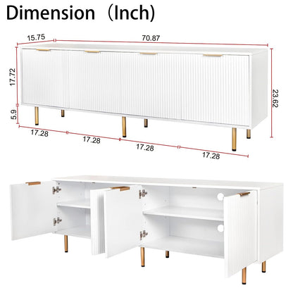 Furnicare Mid Century Modern TV Stand for 80 Inch TV, Entertainment Center Wood TV Stand with 4 Large Drawers, TV Console Table Media Cabinet with Storage for Living Room Bedroom, Warm White - WoodArtSupply