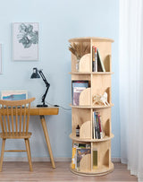 Bear Qiaqia Rotating Bookshelf 360 Degrees, 4 Tier Stackable Solid Wood Bookshelf Organizer, Storage Display Rack Floor Standing Bookcase for Kids&Adults (51"x18"x18")… Bear Qiaqia