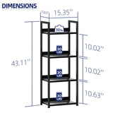 NUMENN Narrow Bookshelf, 4 Tier Bookshelves, Home Office Bookcase Shelf Storage Organizer, Free Standing Storage Shelving Unit for Bedroom, Living Room and Home Office, Black NUMENN