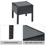 Tangkula AM0583HM 3 Piece Patio Furniture Set with 2 Cushioned Chairs & End Table, Black Tangkula