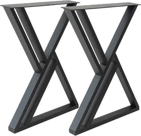 MinWadil 2PCS 28" H x 20" W Black Cast Iron Metal Table Legs, Industrial Modern DIY Furniture Legs for Work, Dining, Outdoor, Kitchen, Computer Tables & Benches MinWadil