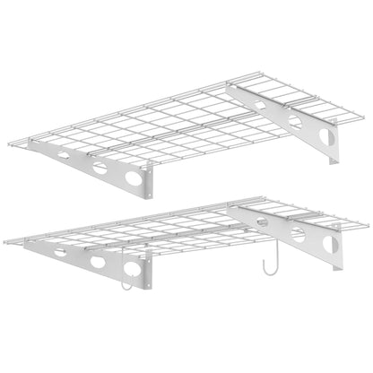 WALMANN 2 Pack Garage Wall Shelves, 2 x 4 ft/24 * 48 inch Wall Mounted Storage Shelves for Garage Heavy Duty Wall Shelving, Holds Up to 220 Lbs(White)