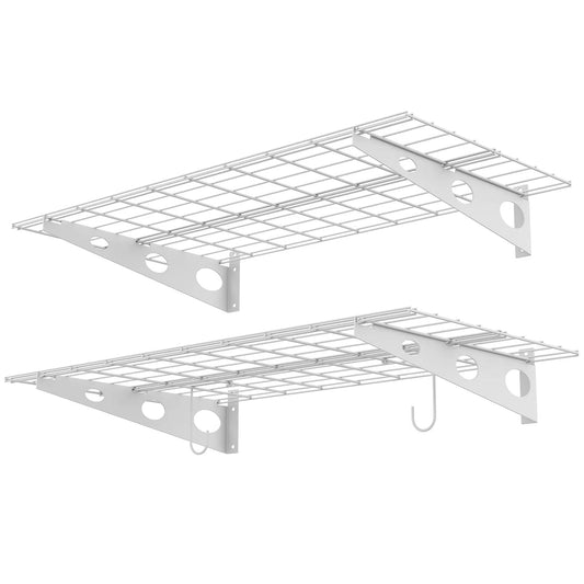 WALMANN 2 Pack Garage Wall Shelves, 2 x 4 ft/24 * 48 inch Wall Mounted Storage Shelves for Garage Heavy Duty Wall Shelving, Holds Up to 220 Lbs(White)