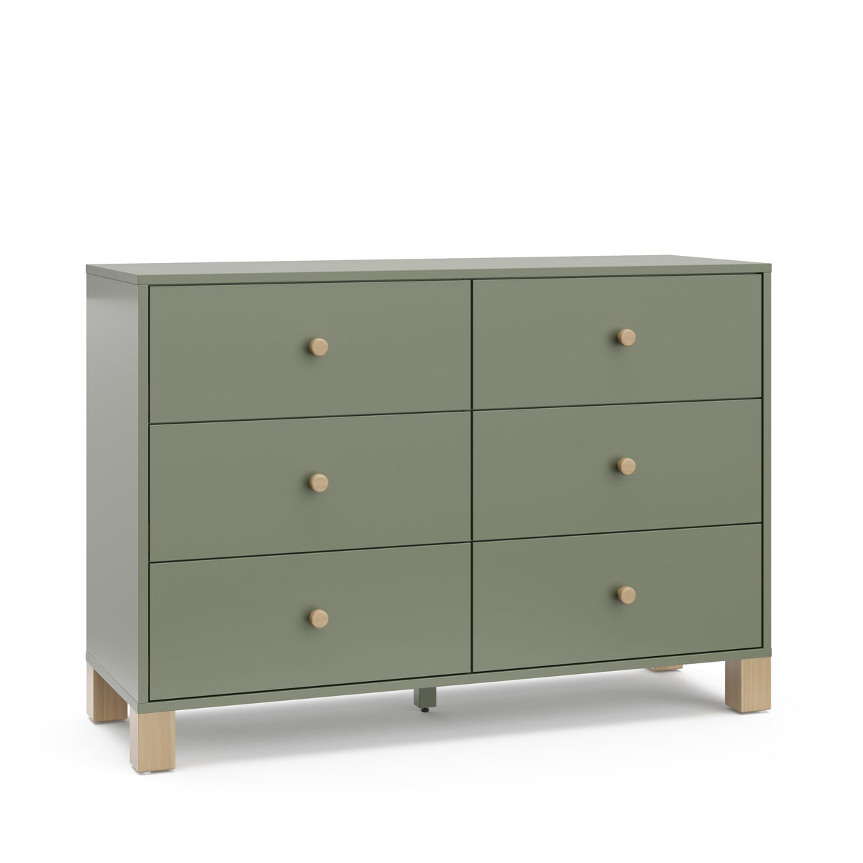 Storkcraft California 6-Drawer Double Dresser (Olive with Driftwood) - GREENGUARD Gold Certified, Interlocking Drawer System, Dresser Drawer Organizer for Kids Bedroom STORKCRAFT
