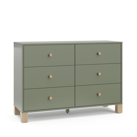 Storkcraft California 6-Drawer Double Dresser (Olive with Driftwood) - GREENGUARD Gold Certified, Interlocking Drawer System, Dresser Drawer Organizer for Kids Bedroom STORKCRAFT