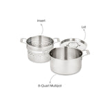 All-Clad Simply Strain Stainless Steel Stockpot, Multipot With Insert & Lid, 8 Quart, Induction, Oven Broiler Safe 600F, Strainer, Pasta Strainer with Handle, Steamer Pot, Pots and Pans Silver All-Clad