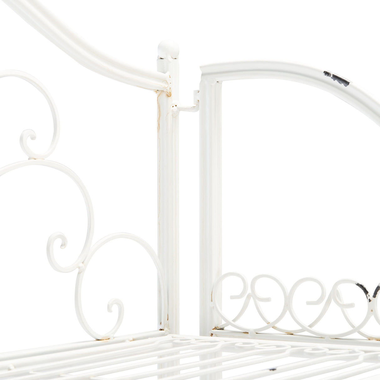Safavieh PAT5014B Outdoor Collection Amaris Antique White Wrought Iron 4-Tier Bakers Rack Safavieh