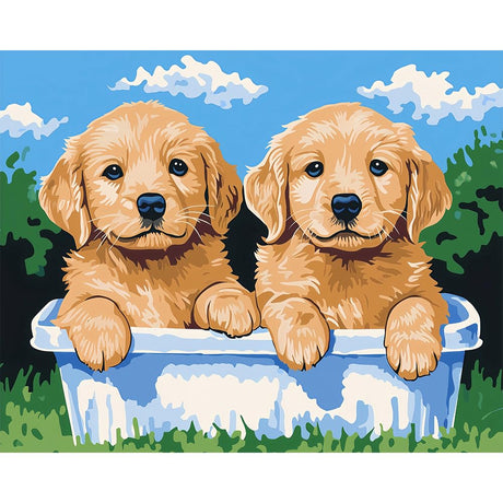 Natuyalo Paint by Numbers Kit for Adults - Cute Puppies DIY Adult Paint by Number Kits Animals Acrylic Canvas Painting for Adults Beginners Art Crafts Without Frame, 16x20 Inch Natuyalo