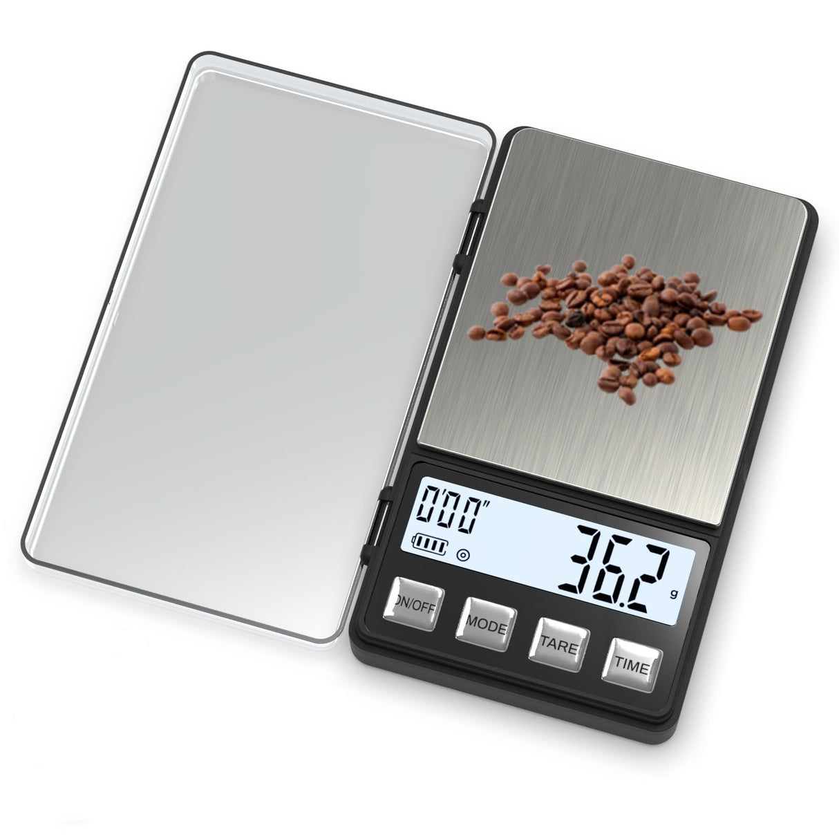 Weightman Espresso Scale with Timer 1000g x 0.1g Small & Thin Travel Coffee Scale, Mini Digital Scale Grams and Ounces with Large Backlit LCD Stainless Steel Pocket Food Scale Drip Tray Pulling Scale WEIGHTMAN