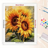 Sunflower Art Paint by Numbers Kit for Adults - DIY Bright Sunflower Pair Painting on Canvas 16x20 Inches, Acrylic Paint Set, Suitable for Beginners, Floral Art for Home Decoration or Gifts TAOPAOLAB