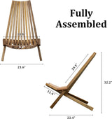 Generic Acacia Wood Folding Wooden Outdoor Chair -Stylish Low Profile Acacia Wood Lounge Chair for The Patio, Porch, Lawn, Garden or Home Furniture, Brown WoodArtSupply