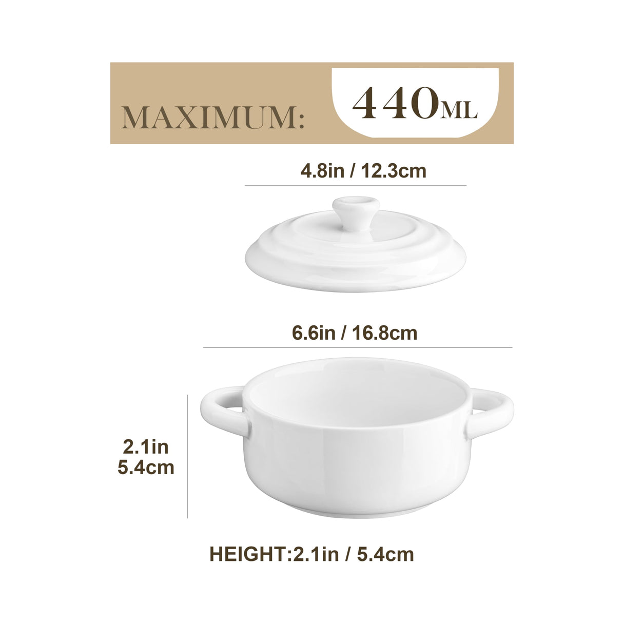 MALACASA Mini Cocotte Set - 14 OZ Small Casserole Dishes with Lids and Handles, Ceramic Mini Dutch Oven Set of 4, Small Baking Ramekins for Lasagna, Soufflé, Oven, Microwave & Dishwasher Safe, Series BAKE.BAKE MALACASA