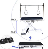 ACIDBOLT 50 Inch Electric Grooming Table for Large Dogs, Heavy Duty Height Adjustable Collapsible Extra Large Pet Grooming Station with Overhead Arms, Two Nooses & Anti Slip Tabletop, White ACIDBOLT