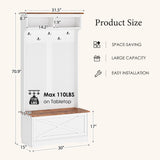 SogesHome Hall Tree with Bench, Coat Rack Close Storage with Shoe Bench, Farmhouse Tree Hall with 2 Storage Cabinet, 5 Hooks, Narrow Tall Cabinet for Entryway and Space Saving SogesHome