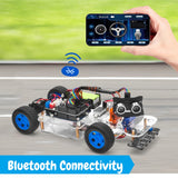 OSOYOO Robot Rc Smart Car DIY Kit to Build for Adults Teens with Servo Power Steering Motor, WiFi, Bluetooth, Code Programmable Compatible with Arduino OSOYOO