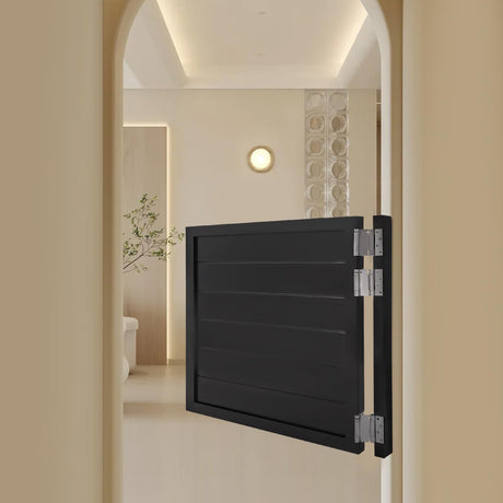 Cafe Door Swinging Door Wood Saloon Door Half Door for Kitchen Partition Doorways Bar, Single Wood Cafe Door Swinging Doors for Interior Entrance Partition Includes Hinges (Black, 35.4x35.4in) Pinelicorn