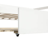 Merax Twin Daybed with Trundle, Solid Wood Captains Bed Twin Size Sofa Bed Frame (White) Merax