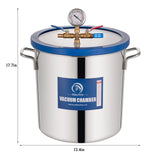 5 Gallon Vacuum Chamber, Tempered Glass Lid Stainless Steel Degassing Chamber Perfect for Stabilizing Wood, Degassing Silicones, Epoxies and Essential Oils P PBAUTOS