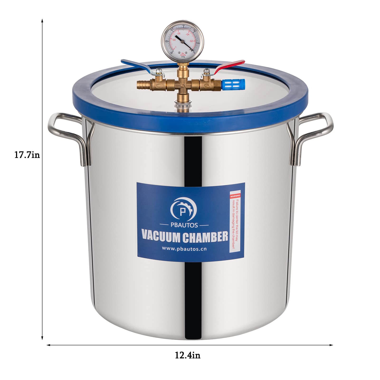 5 Gallon Vacuum Chamber, Tempered Glass Lid Stainless Steel Degassing Chamber Perfect for Stabilizing Wood, Degassing Silicones, Epoxies and Essential Oils - WoodArtSupply