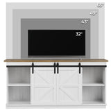 ZPK Farmhouse TV Stand for 65 Inch TV, Modern Television Stands Mid Century Media Entertainment Center with Sliding Barn Doors and Storage Cabinets, Console Table for Living Room, Bedroom (White) ZPK