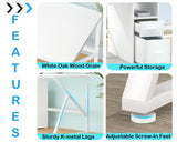 IBF White Two Person Computer Desk, Long Wood Writing Study Desk with File Drawer, Modern Large Dual Office Desk with Storage Cabinet Shelf, 2 Person Farmhouse Work Executive Double Computer Table, 79 IBF