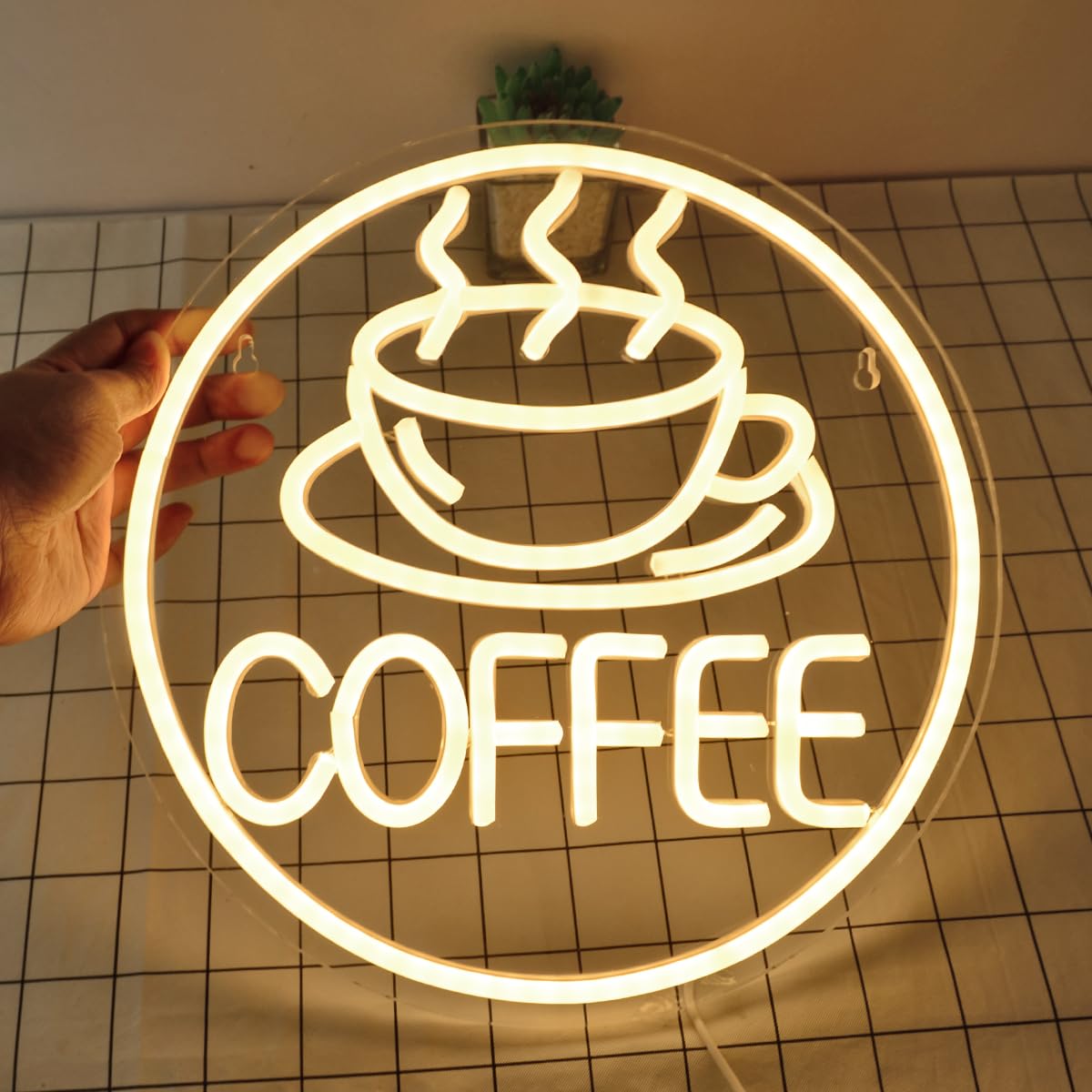 Britrio Coffee Neon Sign for Home Cafe Bar Kitchen Dinning Room Light Birthday Party Bedroom Restaurant Pub Man Cave LED Wall Art Decoration Holiday Gift 5V USB Powered Warm White - WoodArtSupply