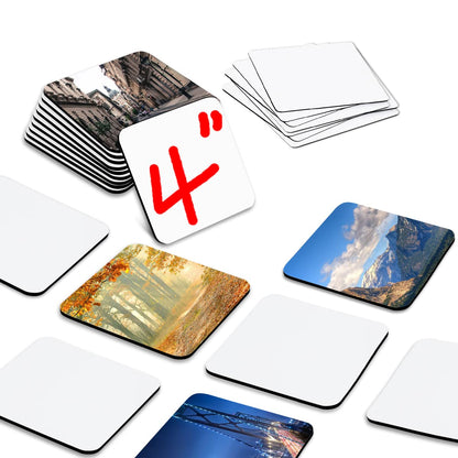 KLAQQED 4x4inches Sublimation Magnet Blanks Fridge Refrigerator Magnets Customized MDF Sublimation Blanks for Calendar DIY Decorative Square Large Sublimation Coaster Blank Bulks Products Wholesale