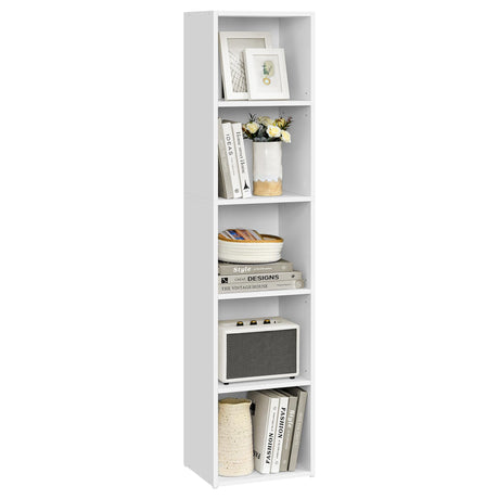 VASAGLE Custos Collection - Bookshelf, 5-Tier Bookcase, Book Shelf, Open Storage Shelf, 9.4 x 11.9 x 52.8 Inches, for Living Room, Home Office, Dinning Room, Cloud White ULBC419W01 VASAGLE