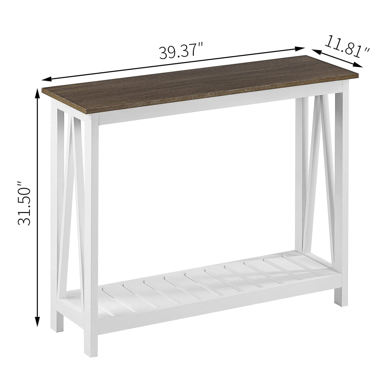 ChooChoo Farmhouse Console Table, Rustic Vintage Narrow Sofa Table for Entryway, Living Room, Hallway, 40 White ChooChoo