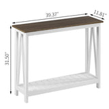 ChooChoo Farmhouse Console Table, Rustic Vintage Narrow Sofa Table for Entryway, Living Room, Hallway, 40 White ChooChoo