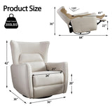 INZOY Power Swivel Rocker Recliner Glider, Oversize Electric Swivel Rocker Recliners with Highly Enveloping Backrest, Nursery Rocking Recliner Chair Leathaire Reclining Sofa for Living Room, White INZOY