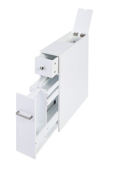 Spirich Slim Bathroom Storage Cabinet, Free Standing Toilet Paper Holder, Bathroom Cabinet Slide Out Drawer Storage, White