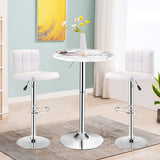 Giantex Round Pub Table Height Adjustable, 360° Swivel Cocktail Pub Table with Sliver Leg and Base for Home, Bar Table (White) Giantex