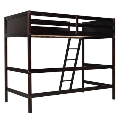 Espresso Twin Loft Bed by Harper & Bright Designs - Stylish and Space-Saving for Kids and Teens - WoodArtSupply