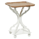 Deco 79 Wooden Side End Accent Table End Table with Brown Wood Top, Side Table 20" x 20" x 25", White Deco 79