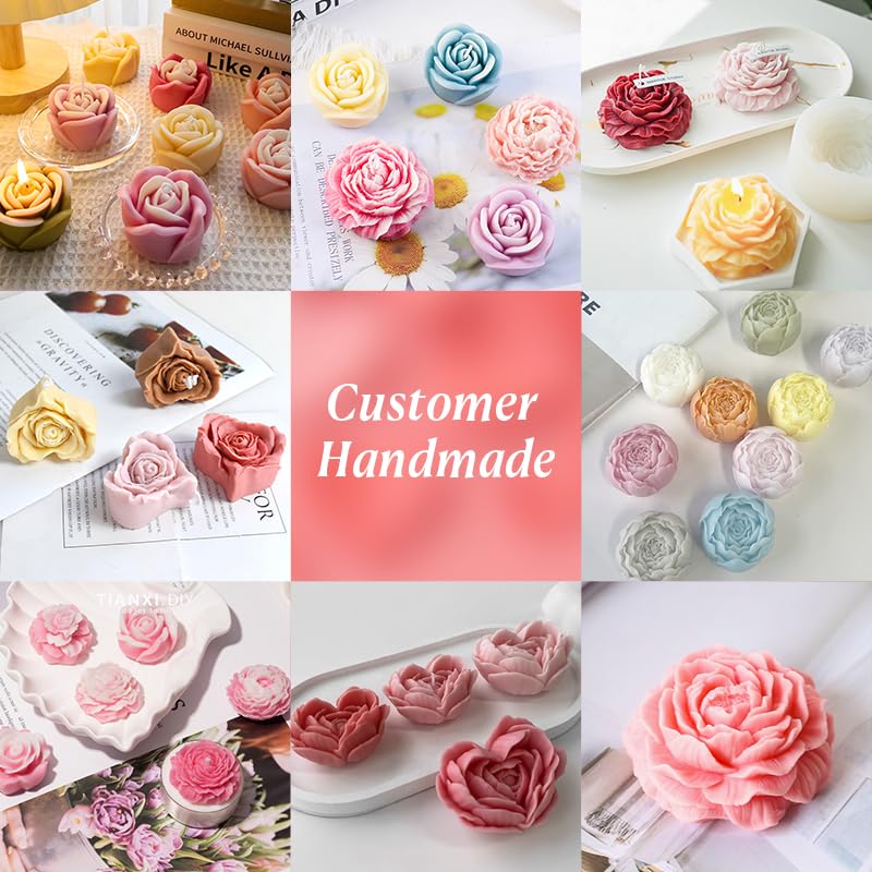 MGLIFEUL 8Pcs Rose Flower Tulip Peony Heart Candle Soap Wax Mold Valentine Day Silicone for Small Butter Candles Chocolate Making Molds Silicones Shapes Moldes De Rosas Silicona para Velas MGLIFEUL