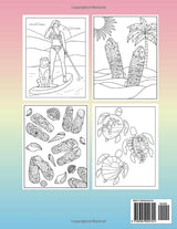 Summer Vibes Coloring Book: 40 fun and creative designs, including beach, sea and ocean scenes, turtles and surfboards. For tween and teen girls. For relaxation, mindfulness and stress relief. WoodArtSupply