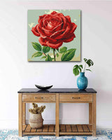 TOCARE Framed Paint by Numbers Kit for Adults Beginner & Kids Ages 8-12,Red Rose Paint by Number Framed, Simple Oil Paint by Number Kits on Canvas Framed Flowers (10x10 Inch, Without Easel) TOCARE