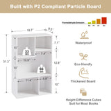 VECELO 5 Cube Modern Bookcases, 3 Tier Bookshelves, 31 Inch High Cubby Storage Organizer, Shelf Hight Up to 12.8 Inches Suit for Most Books, Vertical or Horizontal Use Available,Pearl White VECELO