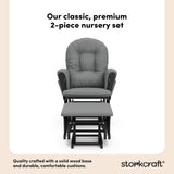 Storkcraft Premium Hoop Glider & Ottoman (Black with Gray) — GREENGUARD Gold Certified, Solid Wood Craftsmanship, Convenient Storage Pockets, Smooth-Gliding Chair for Nursery, Multi-Award-Winning Storkcraft