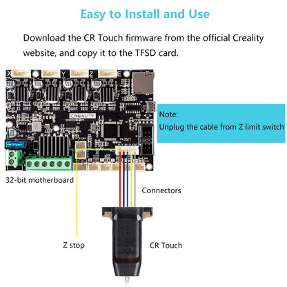 Creality CR Touch Auto Bed Leveling Sensor Kit for 3D Printer with Metal Push Pin for Ender 3/Ender 3 V2/Ender 3 Pro/3 Max/Ender 5 pro/CR-10 with 32 Bit V4.2.2/V4.2.7 Mainboard - WoodArtSupply