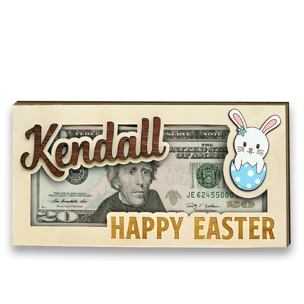 Easter Money Holder Personalized - Custom Easter Bunny Money Holder, Personalized Easter Bunny Money Holder for Boys Girls, Easter Gift Cards - WoodArtSupply