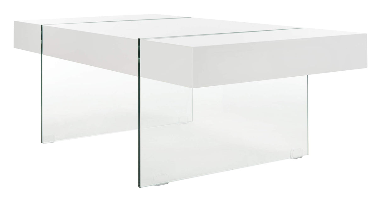 Safavieh Home Jacob White and Glass Leg Coffee Table Safavieh