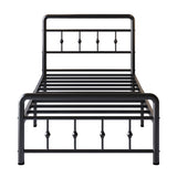 Lutown-Teen 12 Inch Twin Bed Frames with Victorian Vintage Headboard and Footboard, No Box Spring Needed, Heavy Duty Metal Mattress Foundation, Noise Free, Easy Assembly, Black Lutown-Teen