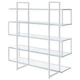 Coaster Home Furnishings Contemporary Zig Zag Chrome Bookcase with Clear Glass Shelves Coaster Home Furnishings