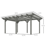Outsunny 12' x 16' Outdoor Pergola, Wood Gazebo Grape Trellis with Stable Structure for Climbing Plant Support, Garden, Patio, Backyard, Deck, Gray Outsunny