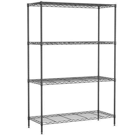 4-Tier Adjustable Metal Shelving Unit, Heavy Duty Garage Storage Rack, Wire Shelves & Closet Organizers, Utility Shelf for Kitchen, Pantry, Garage – Black, 53.7" W x 13.4" D x 35" H, 800 lbs YRLLENSDAN