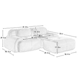 82" Modern Corduroy Boneless Love Seat Couches with 1 Ottoman, 2 Seater Large Sectional Couches for Living Room, Black Cloud Modular Sectional Sofa, Memory Foam, Extra Deep Loveseat, No Assembly ZenNook